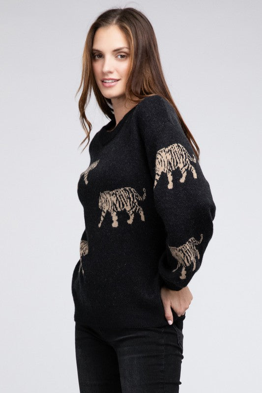 CAROL Tiger Pattern Sweater