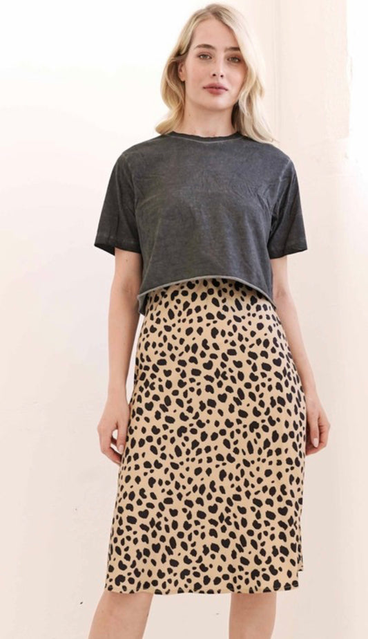 Leopard Flair MIDI Skirt