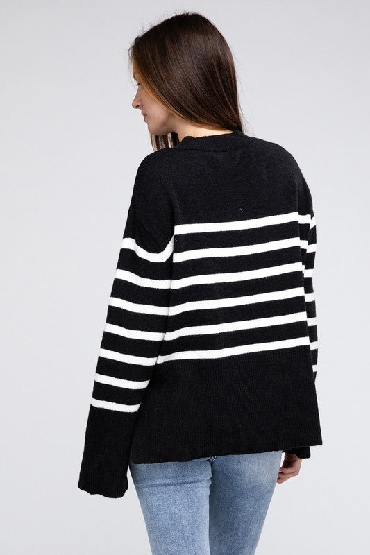 HOLLY Ribbed Hem Stripe Sweater