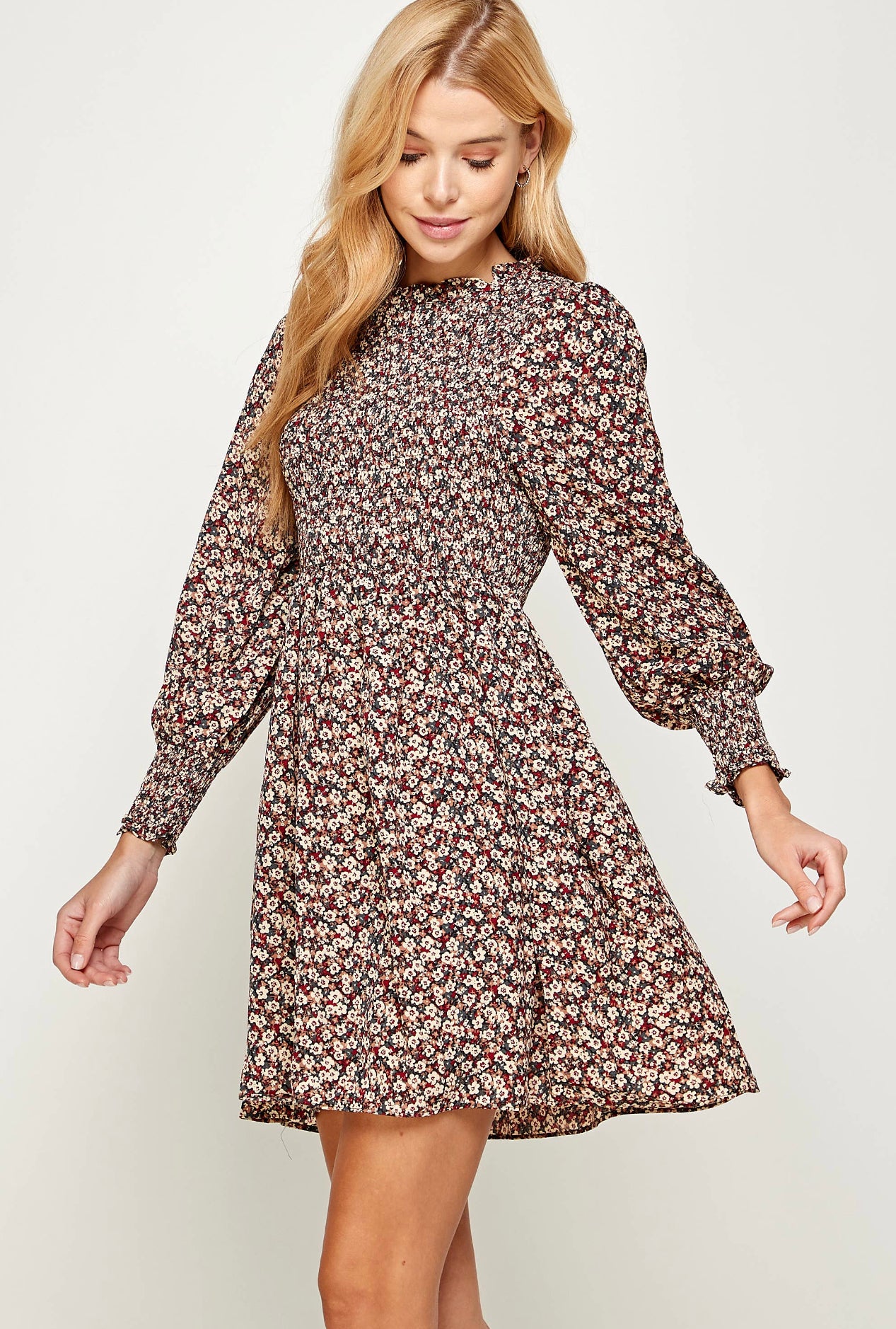 Long Sleeved Smocked Dress