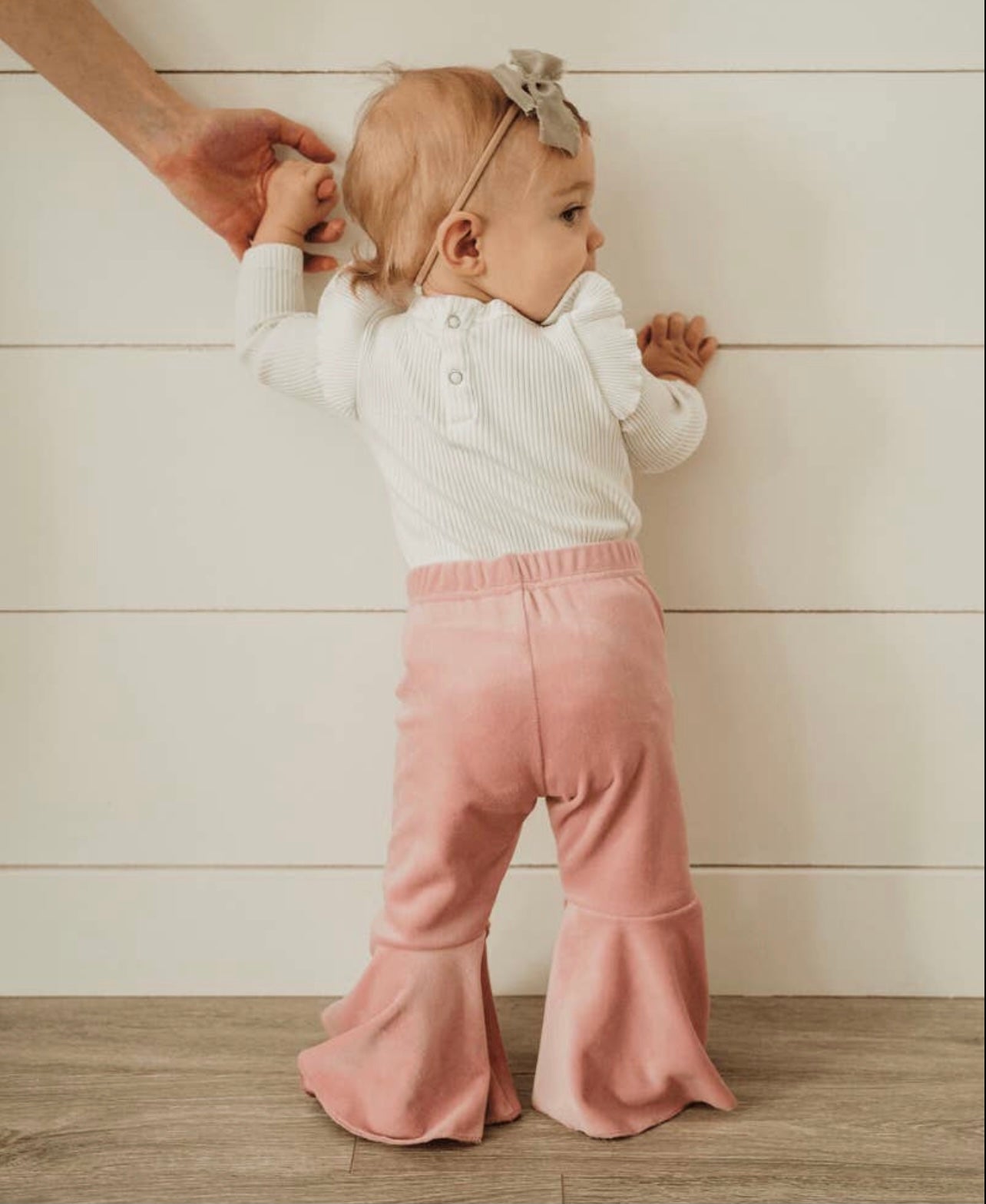 Lina Pleated Velour Bell Bottoms - Lollipop Pink