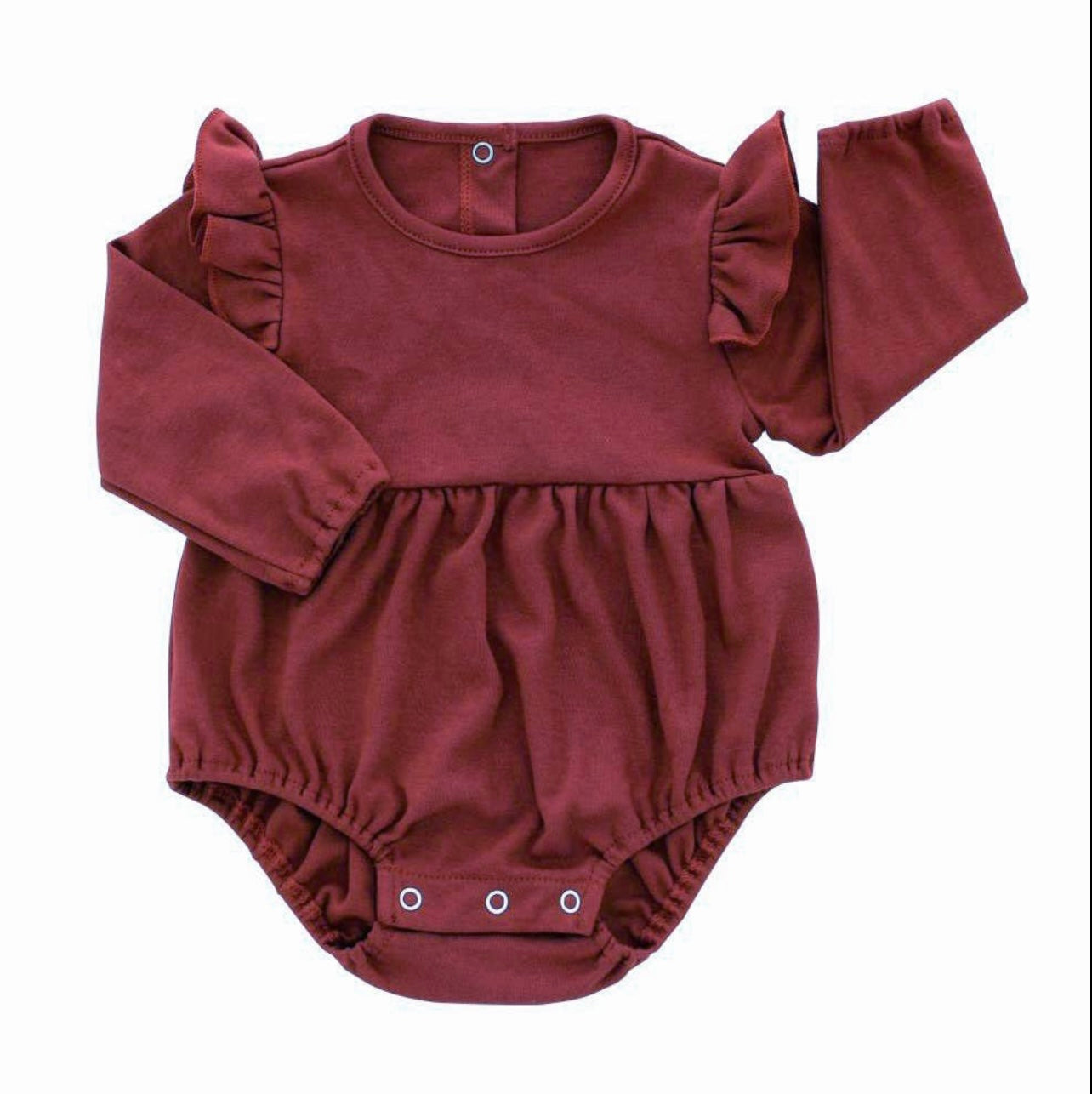 Merlot Flutter Long-Sleeve Baby Onesie