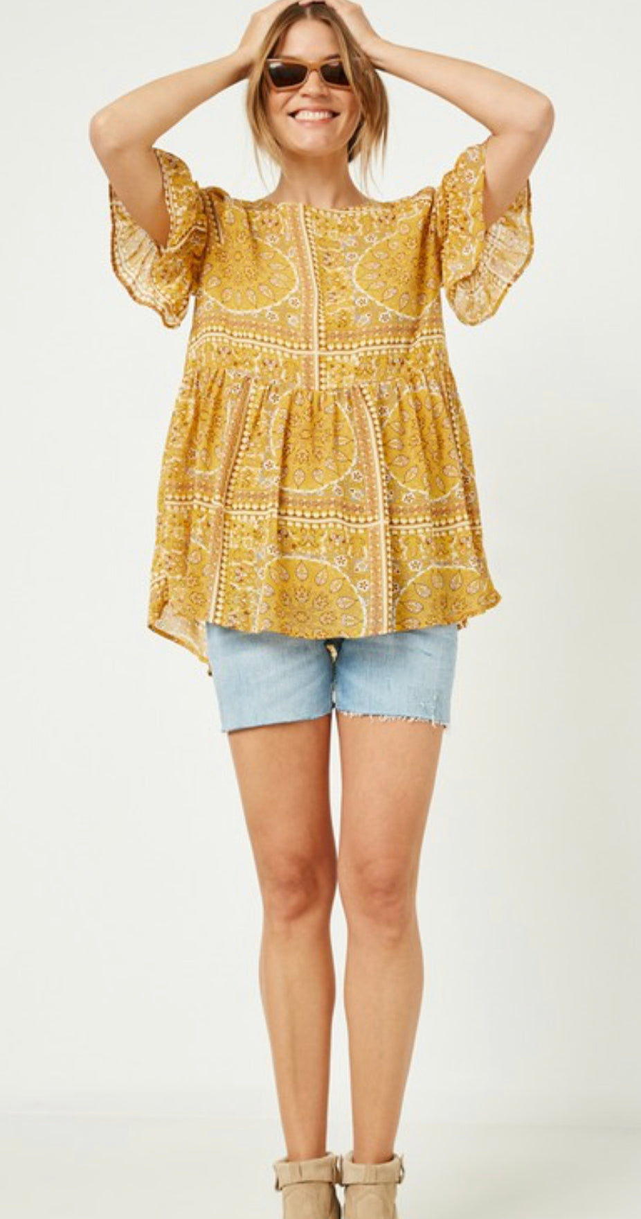 Bandana Ruffle Sleeve Top